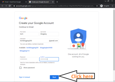 open google account