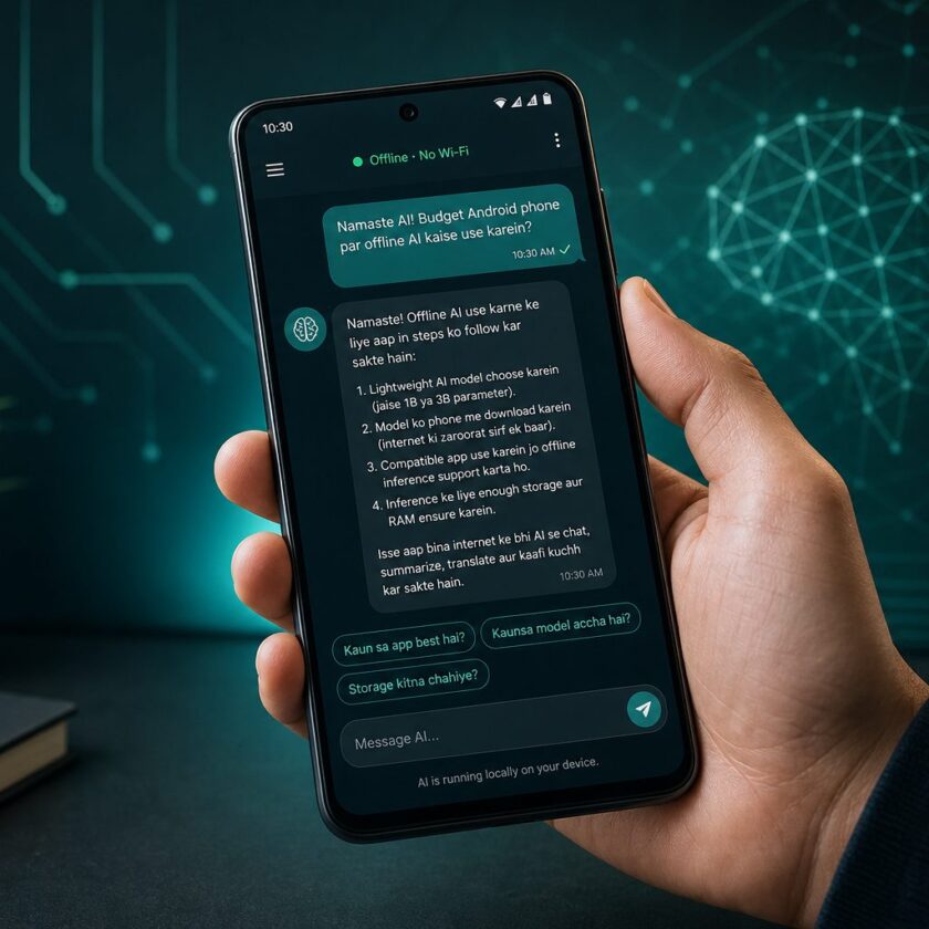 Offline AI apps running on budget Android smartphone without internet 2026 Hindi guide