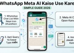 WhatsApp Meta AI kaise use kare 4 steps - chat list icon, chat open, query type, instant jawab - Hindi guide 2026