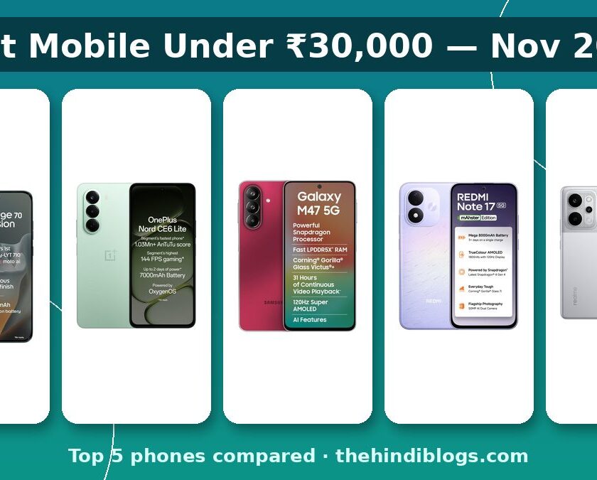 Best mobile under 30000 November 2026 – five phones comparison
